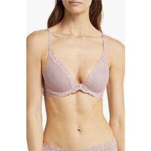 💕NATORI💕 Feathers Plunge T-Shirt Bra ~ Antique Pink 32DD NWT